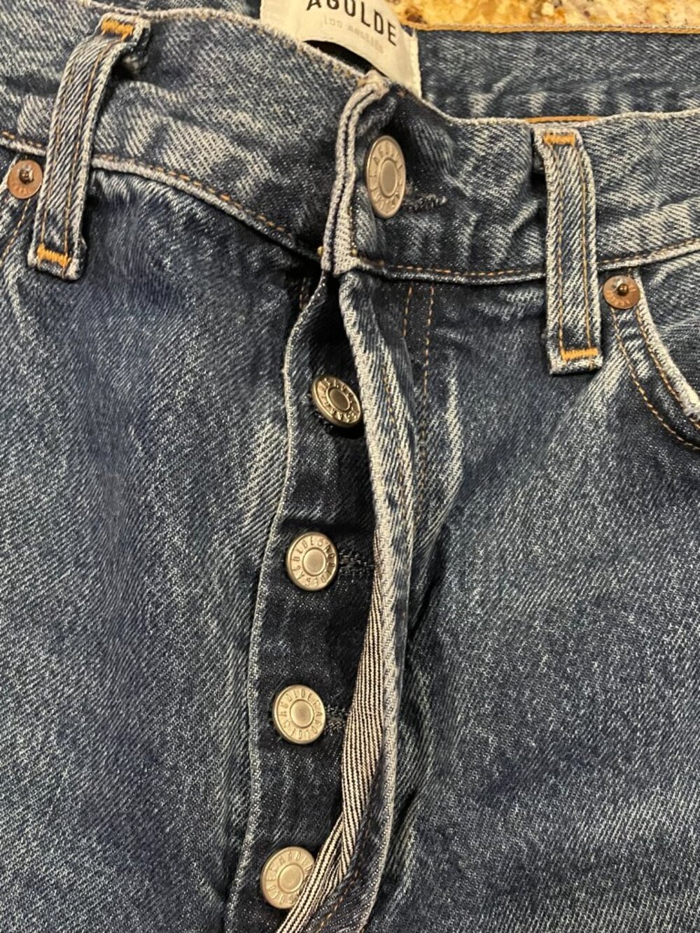 AGOLDE Relaxed Boot Cut Jeans With Fray Hem Button Fly Casual Party Work Sz. 29 - Picture 4 of 9